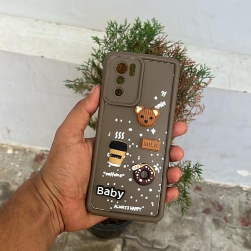 Image of Pikkme Back Cover for Oppo Reno 6 Pro 5G | Cute Fun Cartoon 3D Bear Silicone Full Body Protection Bumper Case (Brown)