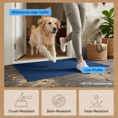 Image of GORILLA GRIP Ultra Absorbent Front Door Mat Outside Entrance, 47x35, Traps Dirt and Moisture, HydroABSORB Indoor Outdoor Doormat Holds Up to 6 Cups Water, Stain and Fade Resistant Welcome Mat, Blue