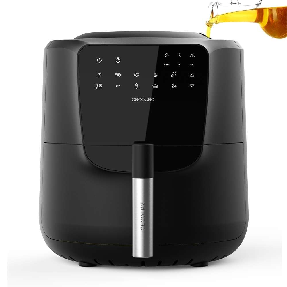 Cecotec Friggitrice ad aria senza olio da 5,5 litri con spray Air Fryer Cecofry Rain M. 1550 W, spray automatico e manuale, pannello di controllo tattile, termostato regolabile, autopulizia, 8 menu