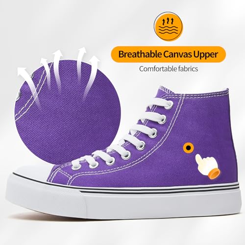 Image of ZGR Womens High Top Canvas Sneakers,Lace-up Casual Tennis Walking Shoes | Breathable canvas upper,memory foam comfort,non-slip outsole,high-top lace-up,for walking,tennis,travel,casual