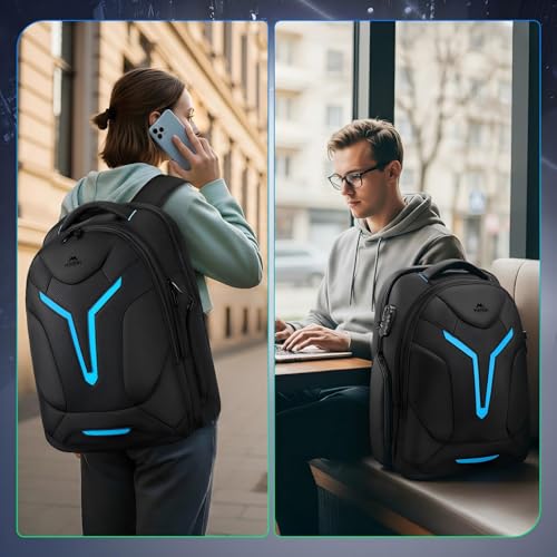 MATEIN 18 inch Gaming Backpack with Thick Padded Laptop Compartment, Anti Theft Extra Large Laptop Backpack with Rain Cover, Waterproof Travel Bag with Tech Organizer for Gaming Accessories