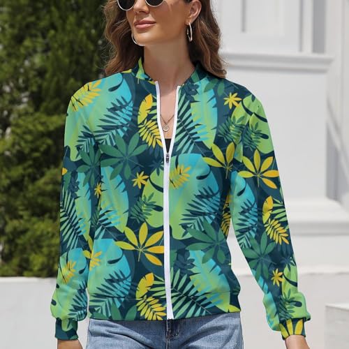 Women's Dinosaur Print Zip Up Bomber Jacket Long Sleeve Stand Collar Fall Jackets Lightweight Outerwear Coats4