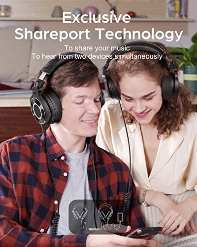Image of OneOdio Monitor 60 Professional Studio Headphones, Hi-Res Audio, Foldable Wired Over Ear Headphones, Soft Comfortable Earmuffs, 6.35mm (1 /4 inch) Adapter for DJ Tracking Mixing Reording | Black