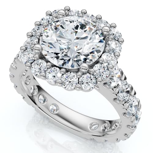 Pompeii Certified 4Ct Lab Grown Cushion Halo Diamond Engagement Ring 14k Gold/Platinum (F/G,VS1-VS2)3