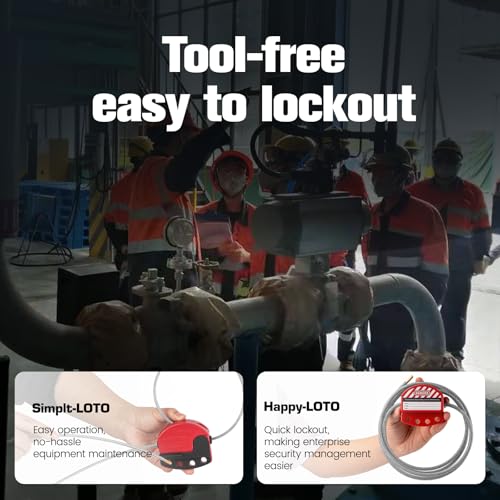 Image of Lockout Tagout Cable Lock | 0.24'' x 71'' Adjustable Loto Locks | PVC-Coated Steel Cable for Valves & Panels | OSHA Compliant