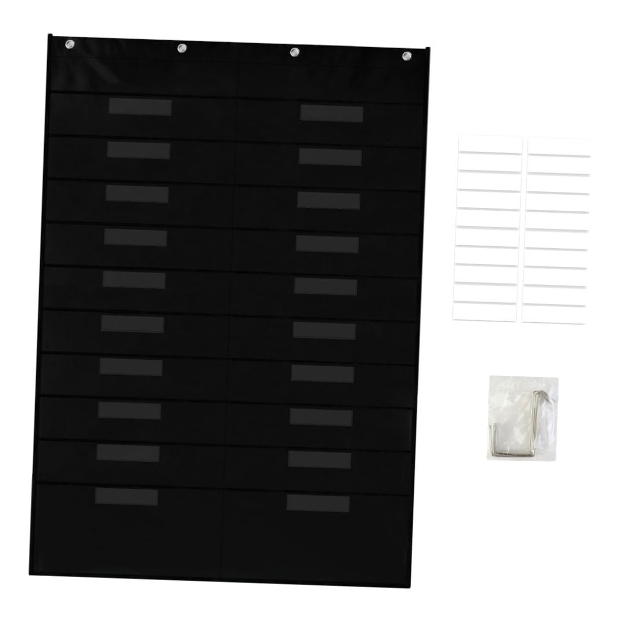 Porte-documents Mural Noir en Polyester et Métal, Grand Rangement