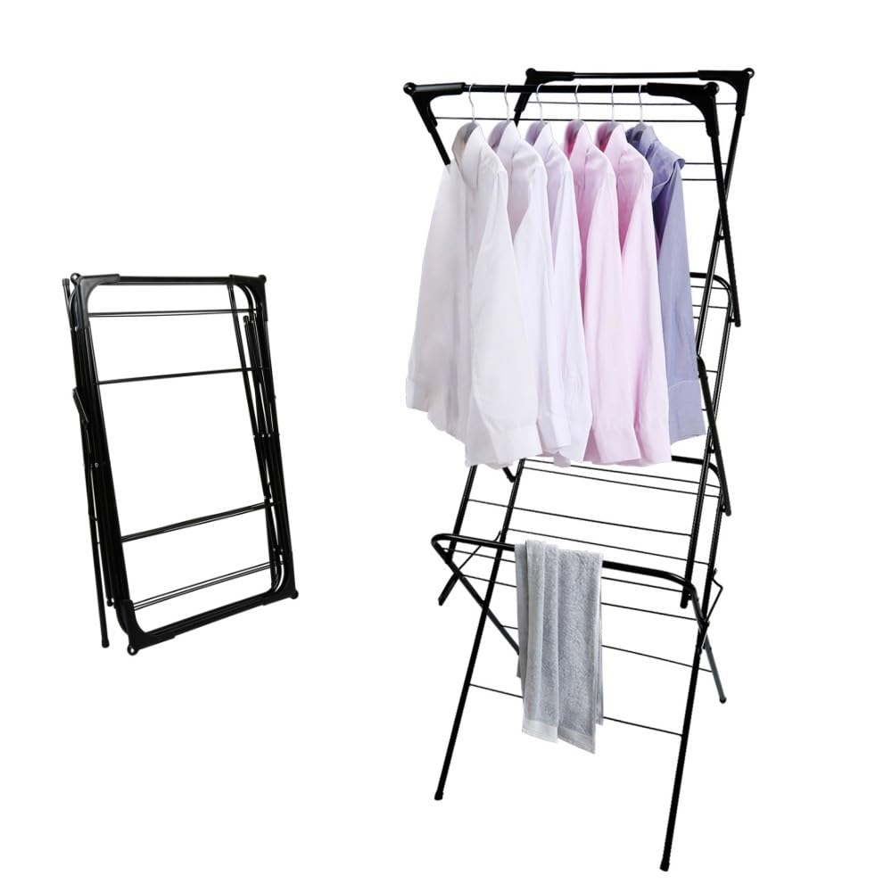 Séchoir à linge extensible noir OHMG étendoir pliable 137cm