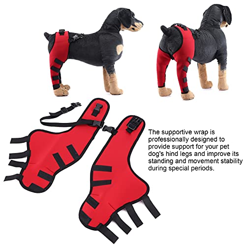 Image of GLOGLOW Dog Hind Leg Braces, Canine Rear Leg Hock Wraps with Elbow Protection for Ligament Injuries, Sprains Support for Large Dogs Red L Size Boots