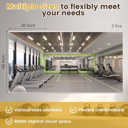 Image of LOAAO Gym Mirror 48 inchx30 inch, 3 PCS
