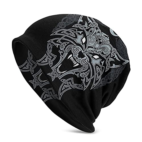 Bonnet de Tatouage Loup Celtique Viking for Homme, Mythe Nordique Odin Fenrir Imprimé 3D Fin Bonnet Ample, Bandeau de Protection Vintage À Double Couche for Adulte (Color : Wolf 5, Size : Get One) Cover