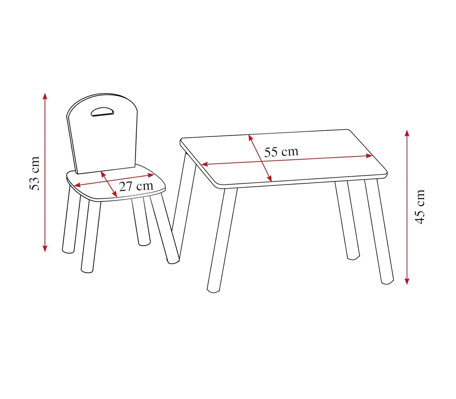 Kesper | Salon de jardin pour enfant avec table et 2 chaises | Matériau : panneau de fibres – Bois | Robuste et stable | Couleur : blanc