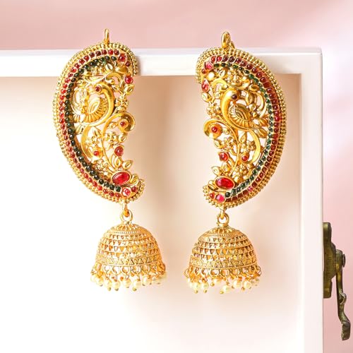 Image of Rubans Ear Cuff Jhumka Earrings Indian Ethnic Jewellery Gift for Women & Girls