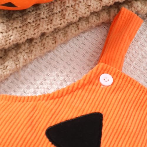 Sayoo Halloween Pumpkin Face Baby Girl Boy Outfit Cute Bubble Orange Jumpsuit Rompers Corduroy One Piece Strap Overalls thumb #5