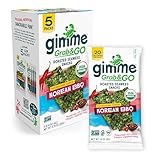 Gimme Seaweed Grab & Go Organic Premium Roasted Seaweed Snacks, Korean BBQ, 5 Count Trayless, Keto, Vegan, Gluten-Free, Source of Omega3s, Healthy On-The-Go Snack for Kids & Adults