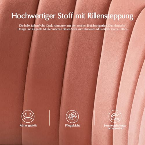 HULALA HOME Bürostuhl, Computerstuhl, Schminktischstuhl, moderner Schreibtischstuhl mit drehbaren Rädern, drehbar, höhenverstellbar… – Ansicht 4