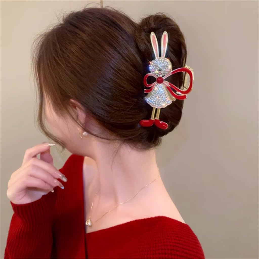 Pince à cheveux lapin rouge et strass, le cadeau idéal pour le Nouvel An
