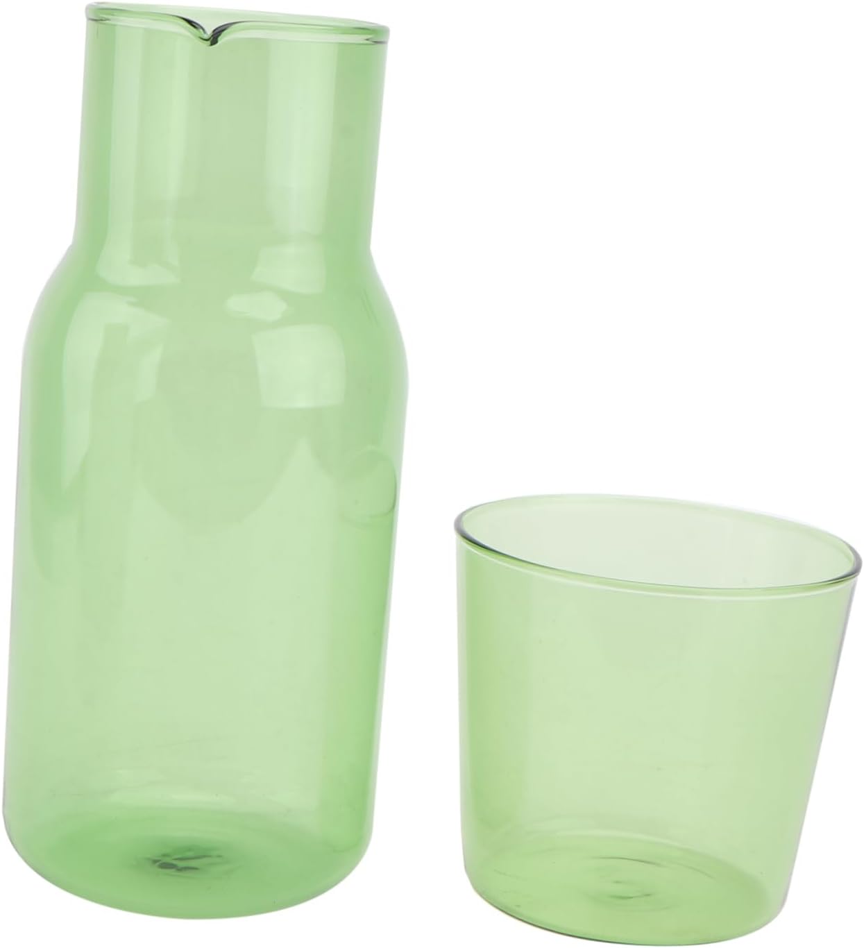 Green Glass Cup Set and Water Bottle for Home Party Use
