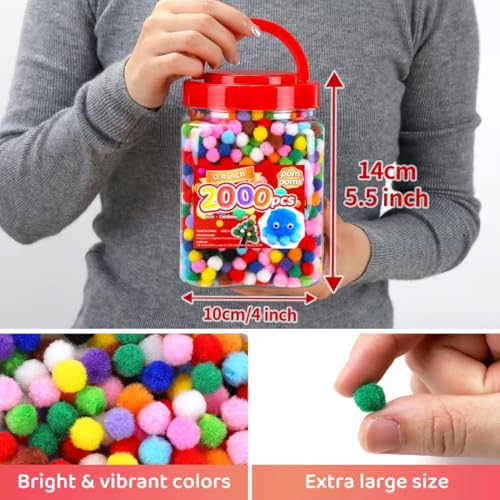 Image of IOOLEEM Light Blue Pom Poms, 0.4inch(1cm), 2000pcs , Small Size, Pom Poms for Arts and Crafts, Pom Pom Balls, Craft Supplies.