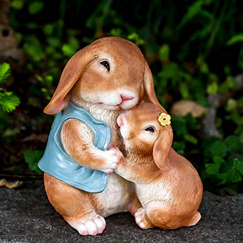 Outdoor Garden Statue, Cute Resin Rabbit Animal Decor For Outdoor Patio Ornaments Yard Home Art Figurines Decorations (Mother-Child Rabbit) #TOP4