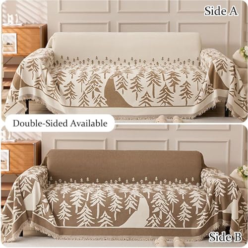 Plaids de canapé grands beige chenille 180x460cm pour protéger grand sofa - 6