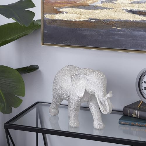 Escultura Decorativa de Elefante Polystone Blanca 14 x 5 x 9 in miniatura 5