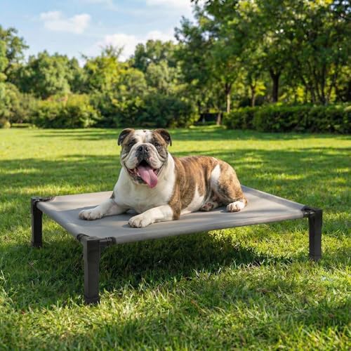 Niubya Hundeliege Outdoor Grosse Hunde - Hundeliege in und Outdoor Garten Erhöhtes Hundebett für draußen Camping erhöhtes Hundebett Größe für Hunde maximal 32 kg 107x77×21 cm höhe in 22cm