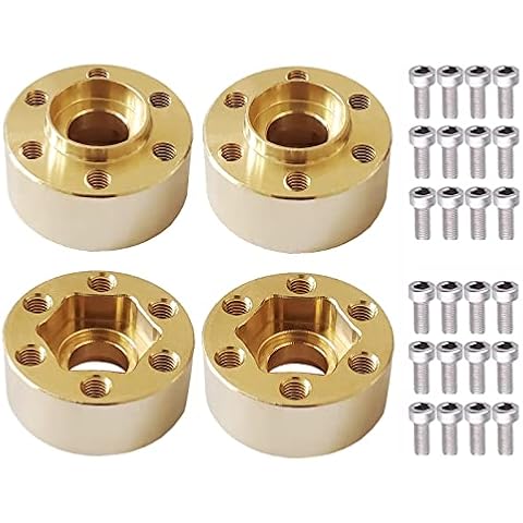 AMOGOT 4Pcs Brass Weights RC 12mm Hex Wheel Hub Adapters for 1.9/2.2inch Beadlock Wheel Rim Widen Adapter Axial Scx10 90046 Trx4 Wraith Gen7 Gen8 D90 CC01 1/10 RC Crawler (9mm W) Cover