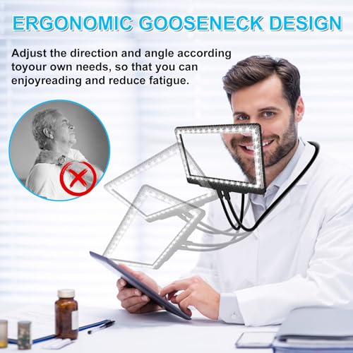 5X-Large-Hands-Free-Magnifying-Glass-with-43-Ultra-Bright-LEDs-Light-for-Reading-Full-Book-Page-Magnifier-Flexible-Gooseneck-Magnifier-for-Neck-Wear-Repair-Sewing-Low-Vision-Elderly