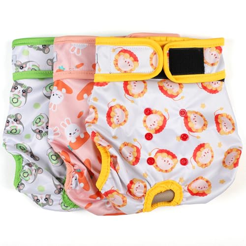 Image of Female Dog Diapers - Premium Reusable Diapers for Doggie in Heat - Highly Absorbent for Pet Incontinence with Adjustable Snaps Rabbit, XL