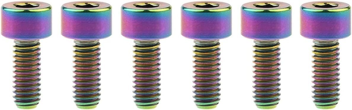 MAYABI vorbau Schrauben,Fahrrad Schrauben, 6pcs M4 Titanium Bolt Inner Hexagon Stigma Screw for Bike Bicycle 6Pcs Gold 10mm (Color : 6pcsrainbow, Size : 12mm)