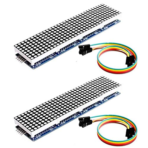 Hailege 2pcs 8x8 Dot Matrix LED Module Quatre en Un Affichage Dot Matrix pour Microcontrôleur Arduino avec Fil Dupont