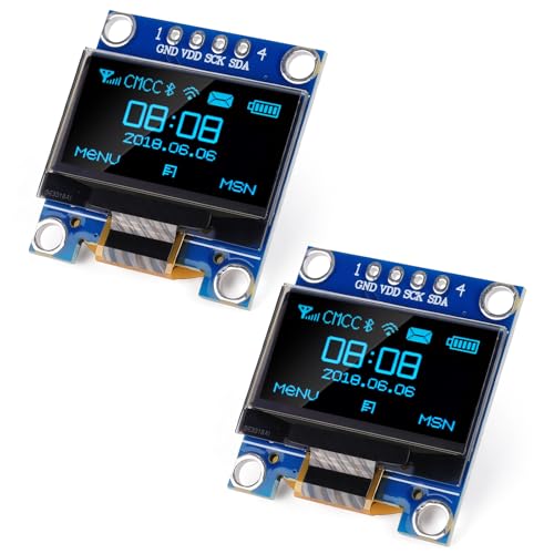 0.96 Inch OLED Display Module 12864 LCD Screen 128x64 IIC I2C OLED Board SSD1315 Driver for Arduino Raspberry Pi Pico RAK WisBlock Meshtastic (2Pcs Blue)