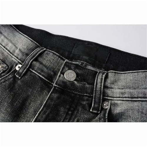 Men's Denim Jeans Vintage Distressed Stretch Skinny Button Fly Ripped Jeans Pants3