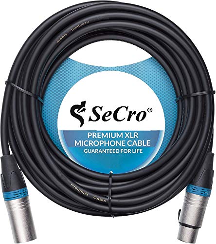 Image of SeCro Premier Series (3 Pin) Microphone Cable - XLR Male to Female - 100% Pure Oxygen-Free Copper Wire - Premium Professional Grade (15 Meter)
