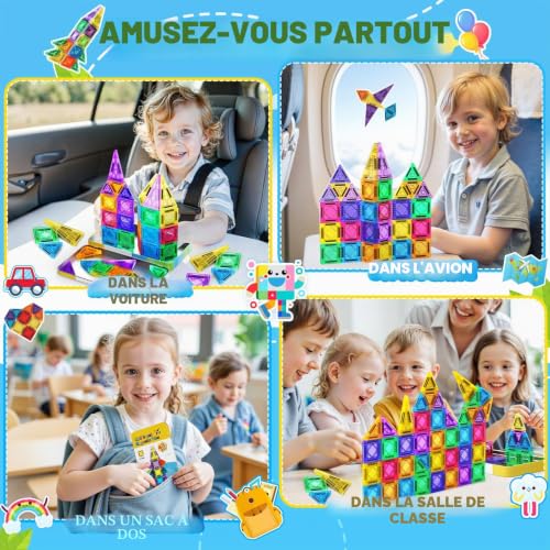 iKidiki Jouet Enfant 3 4 5 6 Ans Garcon Fille, 43 Pièces Construction Magnetique Jeux Enfant 3-6 Ans Jouets de Voyage Cadeau Garcon Fille 3-6 Ans – vue 2