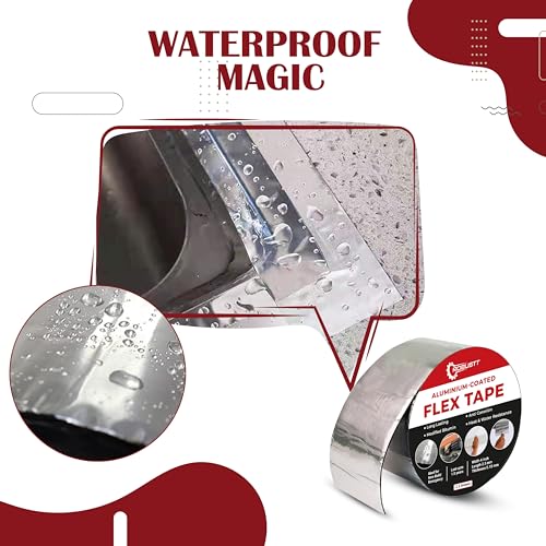 Image of Robustt Aluminium-Coated Flex Tape - 10 CM x 2.5 M � Super Strong Waterproof Solution for Water Leakages, Premium Sealing & Repairs (Pack of 5)