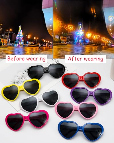 10 Pack Heart Sunglasses for Women Men Vintage Heart Effect Diffraction Glasses Oversized Bachelorette Party Sunglasses4