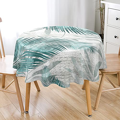Nappe ronde en feuilles imprimées lavable et imperméable en polyester pour table de 100cm - 4