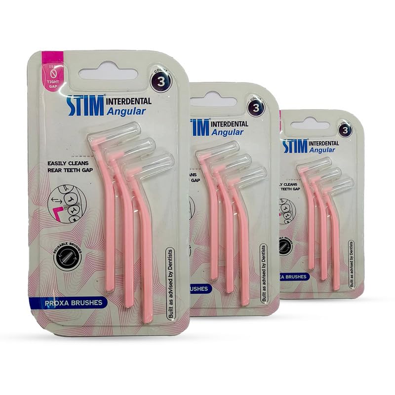 STIM Interdental Angular ISO 0-3s for Tight Gaps, Dentist Recommended, Easy Cleaning Between Teeth, Made in India (Pink, 9 Brushes, Pack of 3) (B0DCZQS39S) Amazon Price History, Amazon Price Tracker