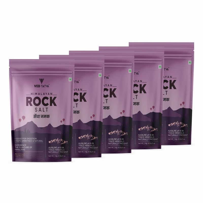 Image of VED TATVA Organic Himalayan Pink Rock Salt 1kg - Pack of 5