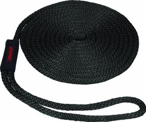 SeaSense Solid Braid MFP Dock Line with Chafe Guard, 1/2-Inch x 15-Feet, Black