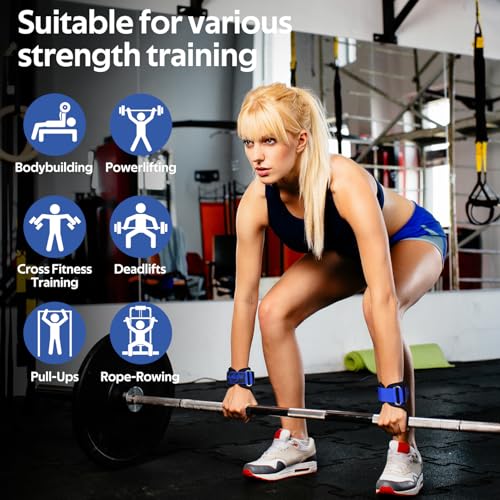Image of Weight Lifting Wrist Strap，Double Layer Leather Wrist Wraps with Neoprene Padding for Weightlifting & Deadlifts - Adjustable Gym Straps for Men & Women