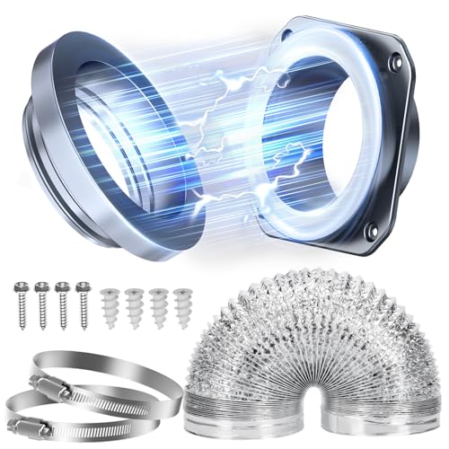 VOXWELLY Magnetic Dryer Vent Coupling Easy to Clean Quick Connector Airtight Seal Dryer Vent Connector Kit Including a 2.6ft 4 Duct and two Clamps DV180
