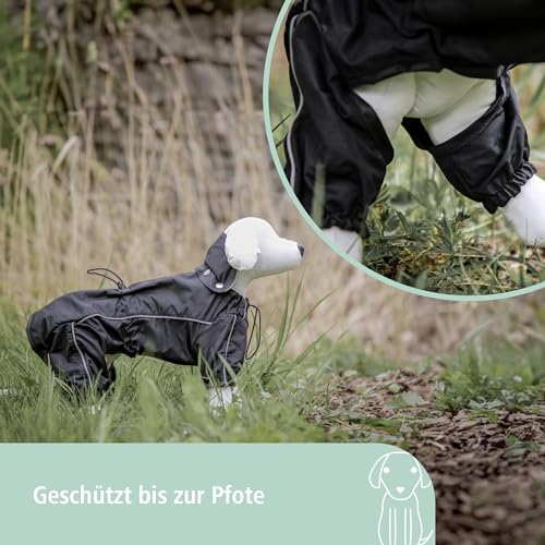 Kerbl Pet Regenmantel Manchester, Hundejacke, Hundemantel, schwarz, 60cm, Polyester, Hunde, mit Beinschutz
