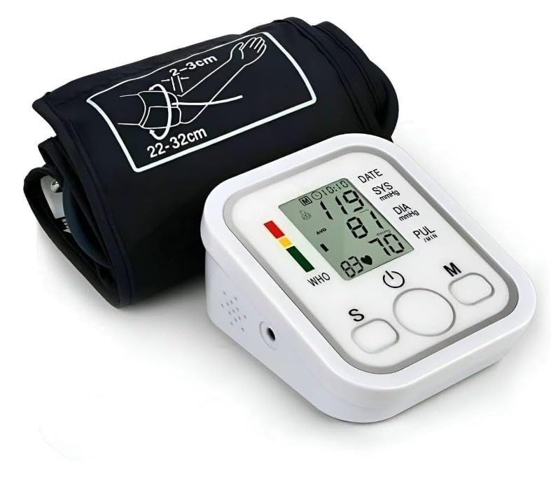 Image of Automatic Digital Blood Pressure Monitor for Upper Arm, Large LCD Display, One-Touch Operation, Irregular Heartbeat Detection, Memory Function, Adjustable Cuff (22-32 cm) for Home Use