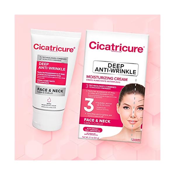 Cicatricure Anti Wrinkle Face & Neck Cream, 3-in-1 Facial Moisturizer with Retinol, Vitamin E & Q Acetyl 10, Hydrating Anti Aging Skin Care, 2.1 Ounces