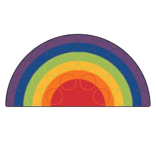 Miniatura 1 de Carpets for Kids 1262 Rainbow Rows - Alfombra de asiento para aula, 6 x 12 pies, semicírculo, multicolor