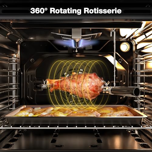 Image of Thermomate 24 inch Gas Wall Oven, ETL Certified, 2.12 Cu.ft. Natural Gas with Bake Broil Rotisserie Functions, Timer and Convection Fan, 120V Cord Plug, Stainless Steel