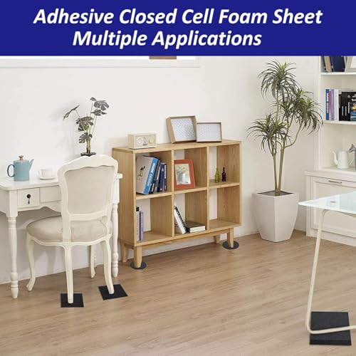 Image of Foam Padding Sheets with Adhesive Backing - Self Stick Neoprene Insulation Foam,4 PCS 1 /2 Inch Thick X 4 Inch Long X 4 Inch Wide - Closed Cell Foam Sheet Square Pad (4)
