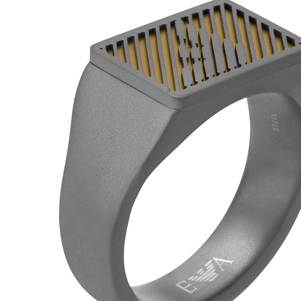 Emporio Armani Anelli con sigillo da uomo in acciaio inossidabile